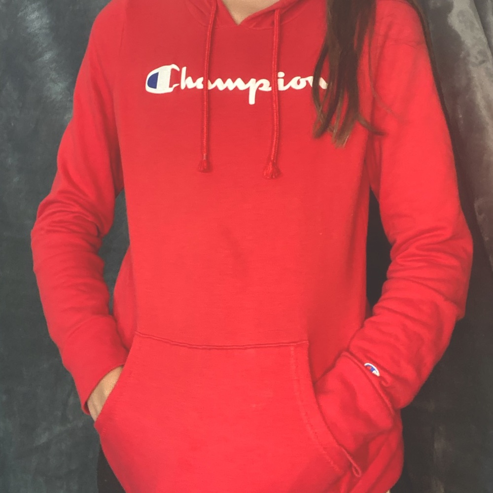 Red champion hoodie